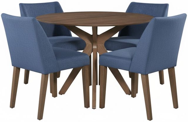 Liberty Furniture Space Savers 5-Piece Blue Jean Denim/Satin Walnut Round Dining Set-0