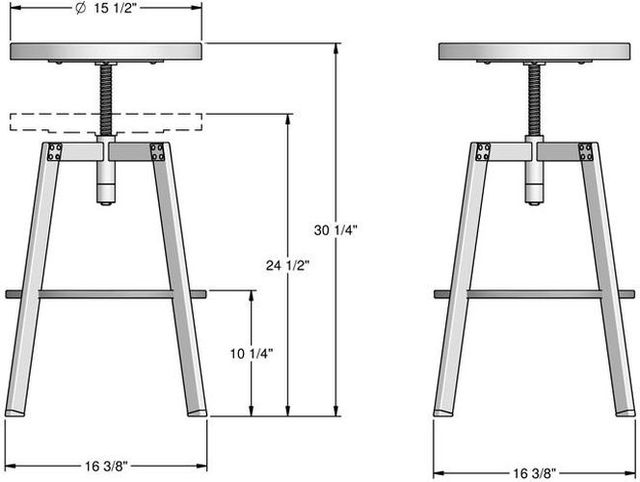 Amisco Customizable Architect 25'' Screw Adjustable Stool-2