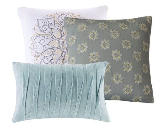 Olliix by Madison Park Lucinda 6 Piece Seafoam King/California King Reversible Cotton Sateen Coverlet Set-1