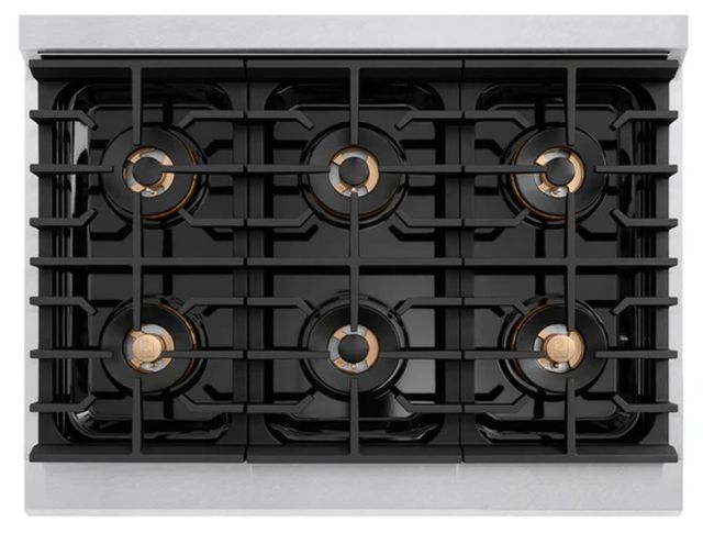ZLINE Paramount 36" 5.2 Cu. Ft. Satin Stainless Steel Gas Range with 6 Burner DuoPro™ Cooktop and Convection Gas Oven with Black Matte Door-3