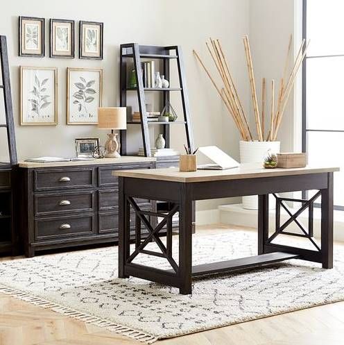 Liberty Furniture Heatherbrook 2-Piece Ash/Charcoal Desk Set-0