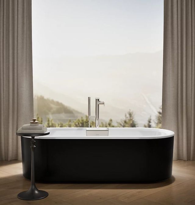 KOHLER® Volute® Black 70.88" x 30.38" Freestanding Bath with Shroud-4