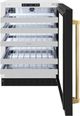 ZLINE Autograph Edition Touchstone 4.8 Cu. Ft. Stainless Steel Wine Cooler with Black Matte Glass Door and Polished Gold Handle-1
