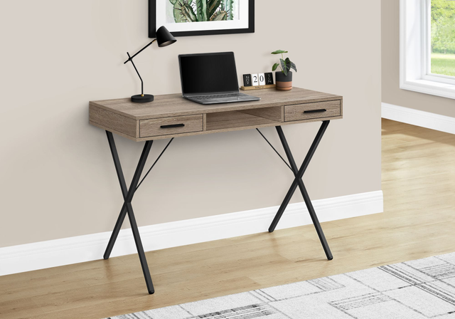 Monarch Specialties Inc. Black Metal/Dark Taupe Computer Desk-2