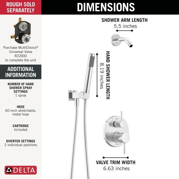 Delta Modern 14S Spotshield Brushed Nickel Single Handle Lever Less Head Shower Trim and Hand Shower-2