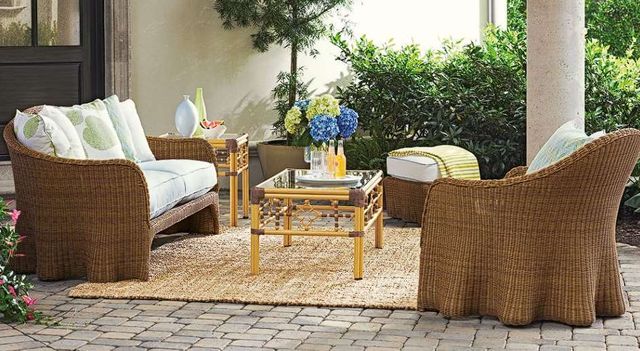 Lane Venture® Mimi by Celerie Kemble Raffia Rectangular Cocktail Table-3