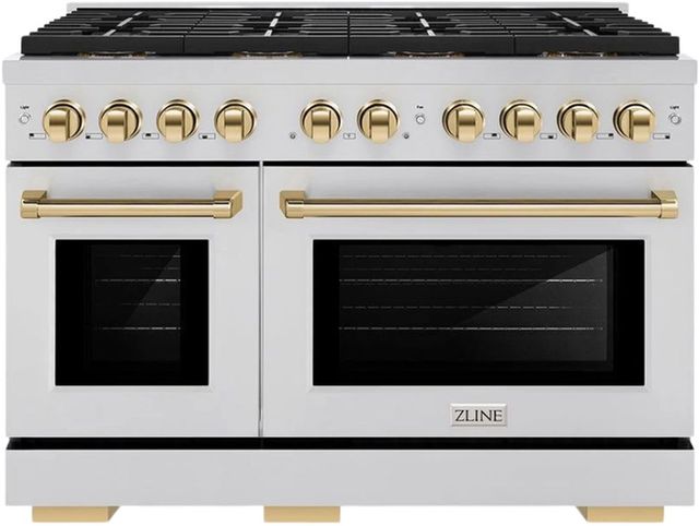 ZLINE Autograph Edition Paramount Series 48" Stainless Steel Pro Style Gas Range with Polished Gold Accents -0