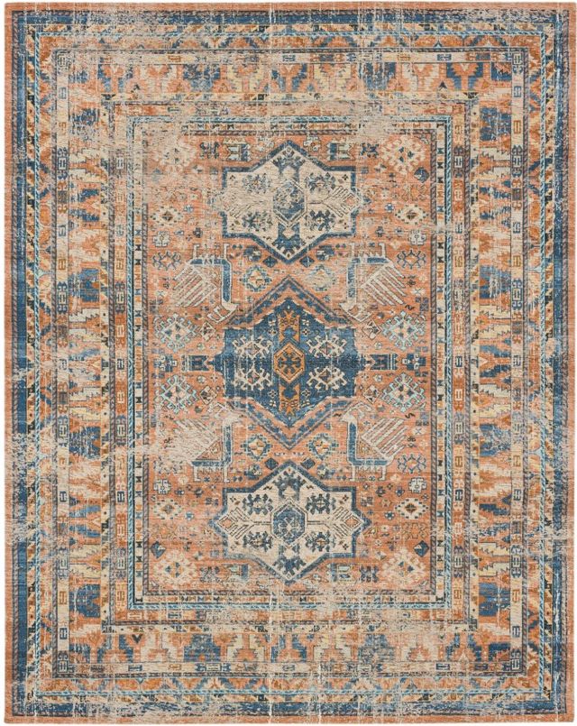 Karastan® Zula Haykota Terracotta/Rust Blue 5'x8' Area Rug-0