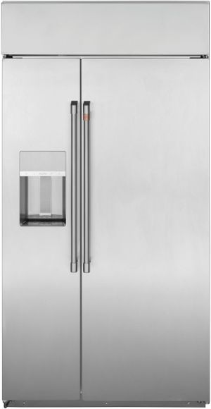 front view of the Café™ 48 in. 28.6 Cu. Ft. Stainless Steel Smart Built In Side-by-Side Refrigerator