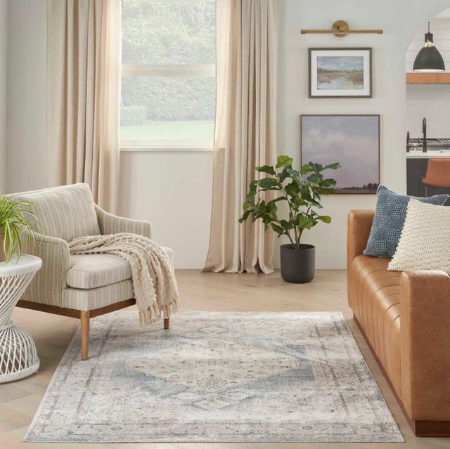 Nourison Home™ Astra Machine Washables Light Blue 5'x7' Area Rug-1