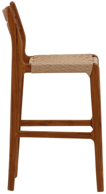 Dovetail Furniture Connelly Natural Synthetic Rattan/Teak Wood Outdoor Barstool-2
