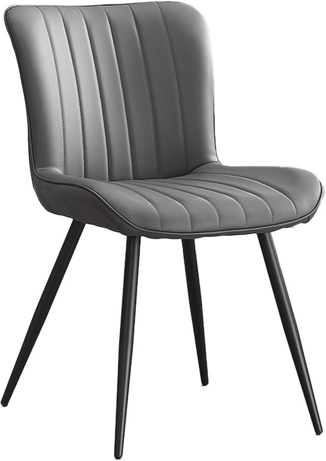Monarch Specialties Inc. 2-Piece Grey Leather-Look Dining Chair Set-0