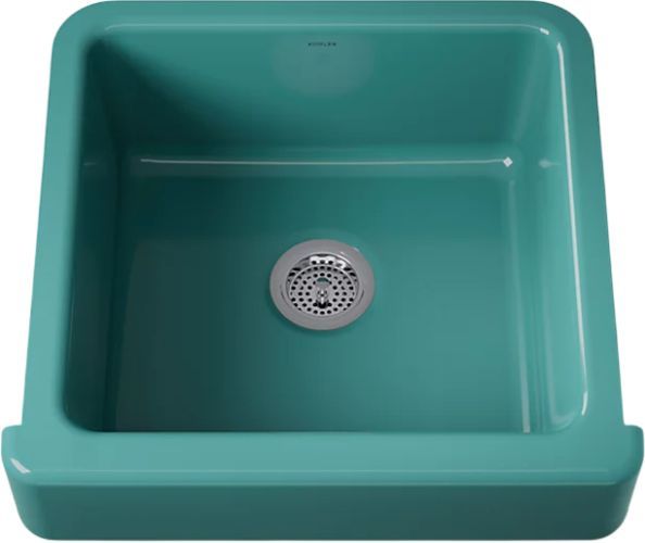 KOHLER® Whitehaven® Teal 24" Undermount Single-Bowl Farmhouse Kitchen Sink with Short Apron-0