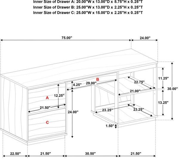 Coaster® Harkes Light Elm Computer Desk with Adjustable Shelf-2