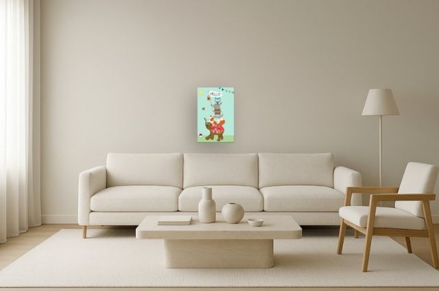 Classy Living Boho Woodland Stacked Animal Parade Wall Art-0