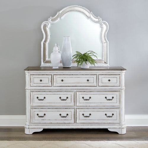 Liberty Furniture Magnolia Manor Antique White/Weathered Bark Opt Dresser and Mirror-0