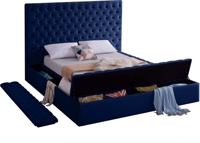 Meridian Furniture Bliss Navy Velvet Queen Bed-3
