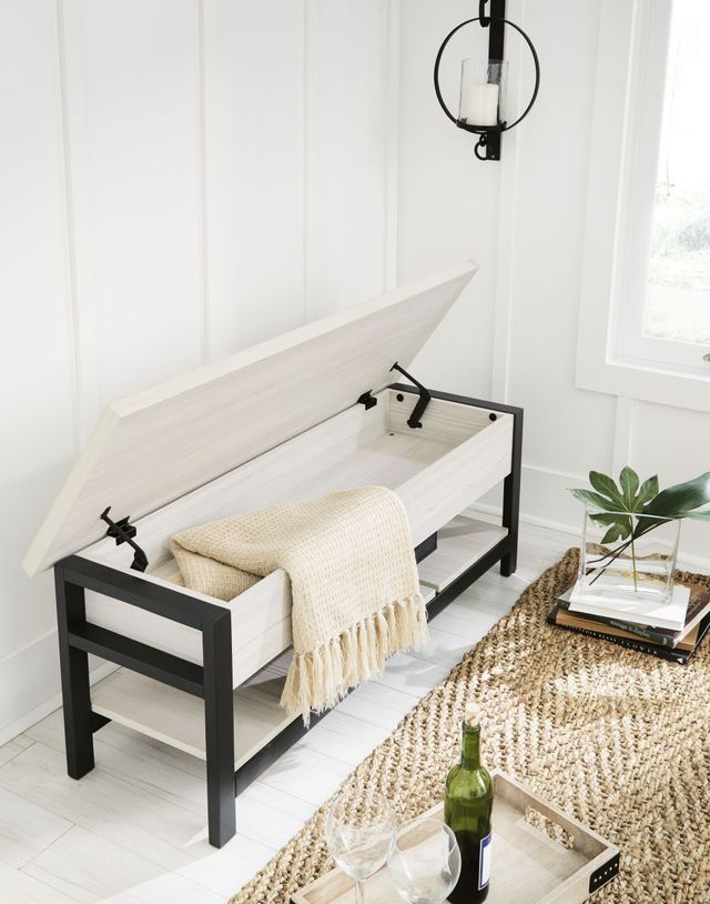 Signature Design by Ashley® Rhyson Black/White Storage Bench-4