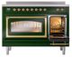Ilve® Nostalgie II Noblesse 48'' Emerald Green Pro Style Induction Range with Brass Trim-4