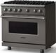 Viking® 5 Series 36" Damascus Gray Pro Style Gas (NG) Range with Polished Chrome Trim-2