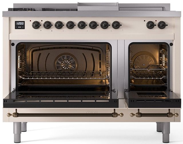 Ilve® Nostalgie II Series 48" Antique White Pro Style Dual Fuel Range-1