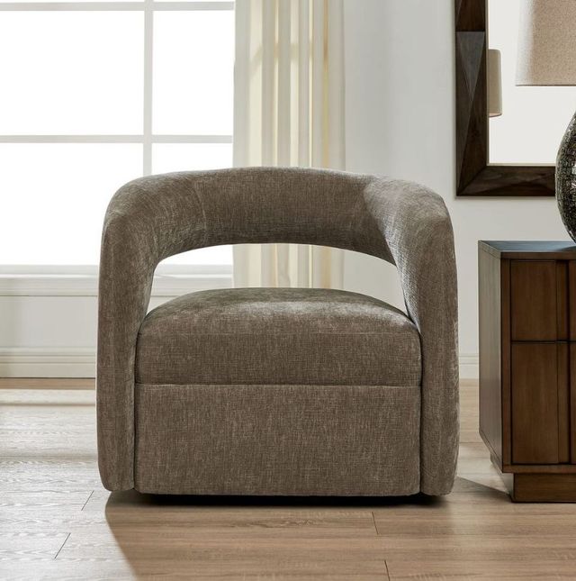 Uttermost® Breis Taupe Velvet Swivel Barrel Chair-1