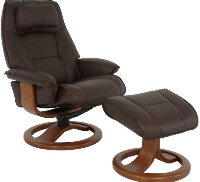 Fjords® Classic Comfort Admiral "R-base" Mocha Large Recliner with Footstool-0