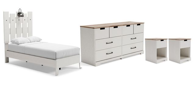 Signature Design by Ashley® Vaibryn 4-Piece White Twin Panel Platform Bed Set-0