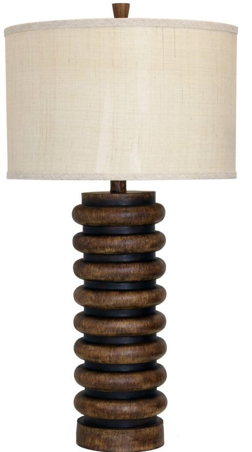 StyleCraft Mossy Oak Nativ Living Ribbed Faux Wood Table Lamp-0