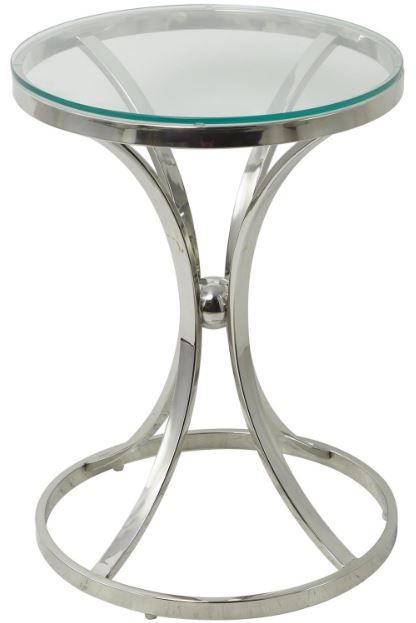 Deco Marche U Select Clear Accent Table with Silver Base-1
