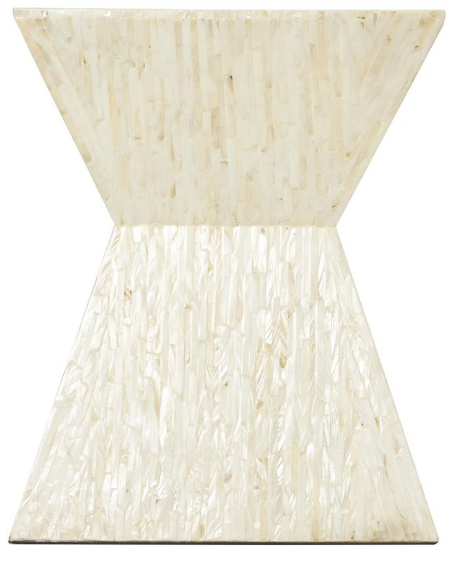 Deco Marche Beige Mother of Pearl Shell Handmade Hourglass Shaped Accent Table-2