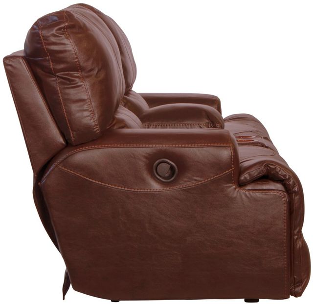 Catnapper® Wembley Walnut Leather Lay Flat Reclining Console Loveseat-3