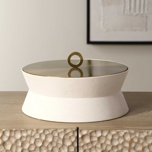 Uttermost® Luxe White Round Box-1