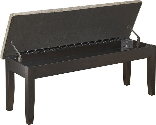 Signature Design by Ashley® Ambenrock Light Brown/Black Upholstered Storage Bench-1