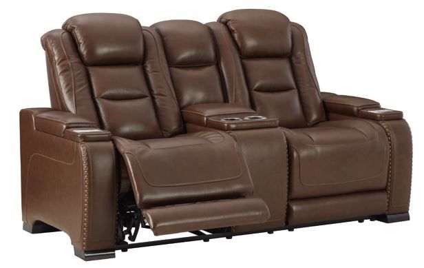 Signature Design by Ashley® The Man-Den Mahogany Power Reclining Loveseat-0