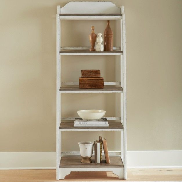 Liberty Furniture Magnolia Manor Antique White/Weathered Bark Bookcase-1