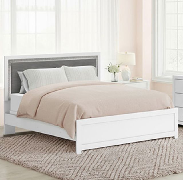 Signature Design by Ashley® Maeling Gray/White Queen Upholstered Panel Headboard-1