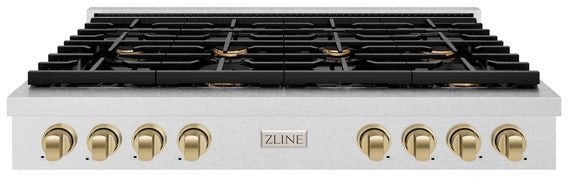 ZLINE Paramount Autograph Edition 48" Satin Stainless Steel Gas Cooktop with Champagne Bronze Accents-0
