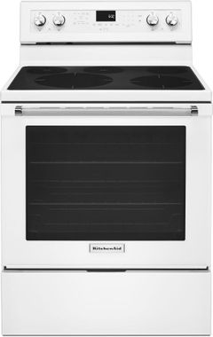 KitchenAid® 30" White Freestanding Electric Convection Range