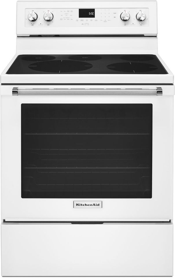 KitchenAid® 30" White Freestanding Electric Convection Range