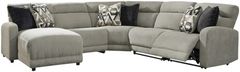 Signature Design by Ashley® Colleyville 5-Piece Stone Power Reclining Left-Arm Facing Sectional and Chaise