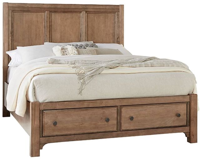 Vaughan-Bassett Cool Farmhouse Natural Queen Storage Panel Bed