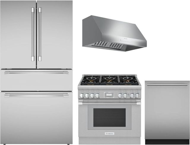 Thermador® 4 Piece Stainless Steel Gas Kitchen Package-0