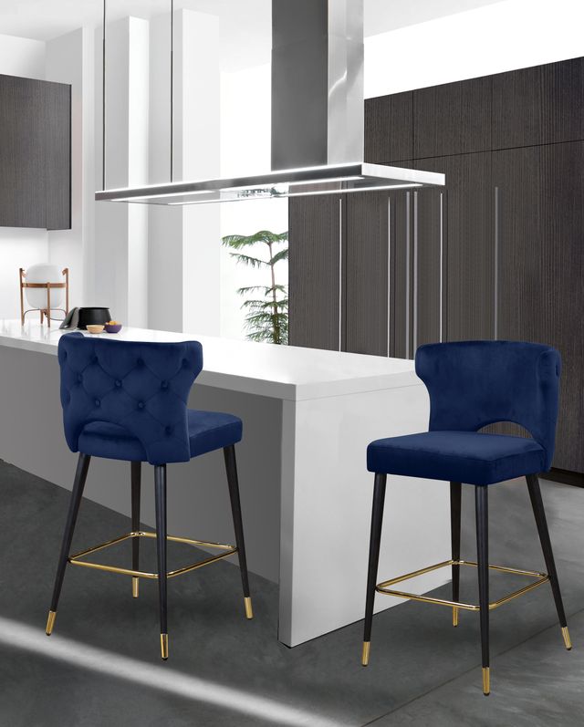 Meridian Furniture Kelly Navy Velvet Counter Stool-3