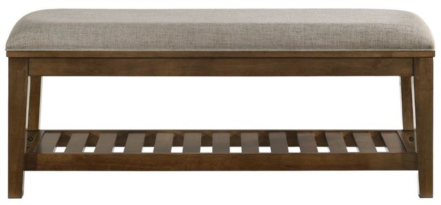 Intercon Andover Gray/Walnut Upholstered Bench-1
