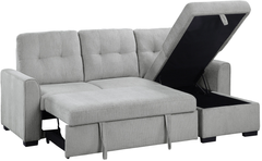 Homelegance® Carolina 2-Piece Gray L-Shape Reversible Sofa Chaise with Pull-out Bed and Hidden Storage