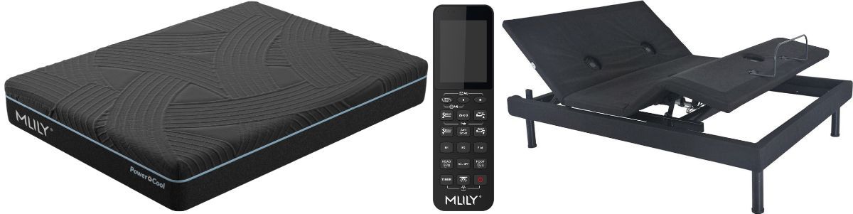MLILY® PowerCool 3-Piece 11.5" Hybrid Firm and Adjustable Base Sleep System Queen Mattress Set