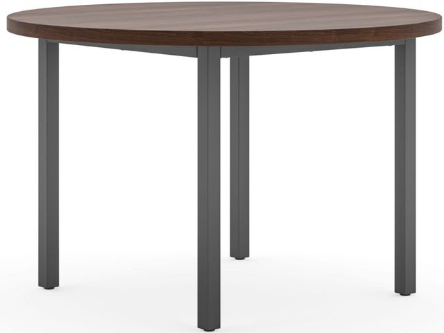 homestyles® Merge Mahogany Round Dining Table with Gray Metal Legs -0