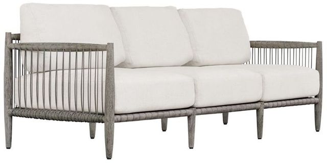 Uttermost® Borneo Dark Gray/Oyster White Fabric/Wooden Outdoor Sofa-0