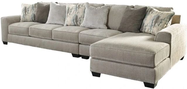 Benchcraft® Ardsley 3-Piece Pewter Right-Arm Facing Section with Chaise